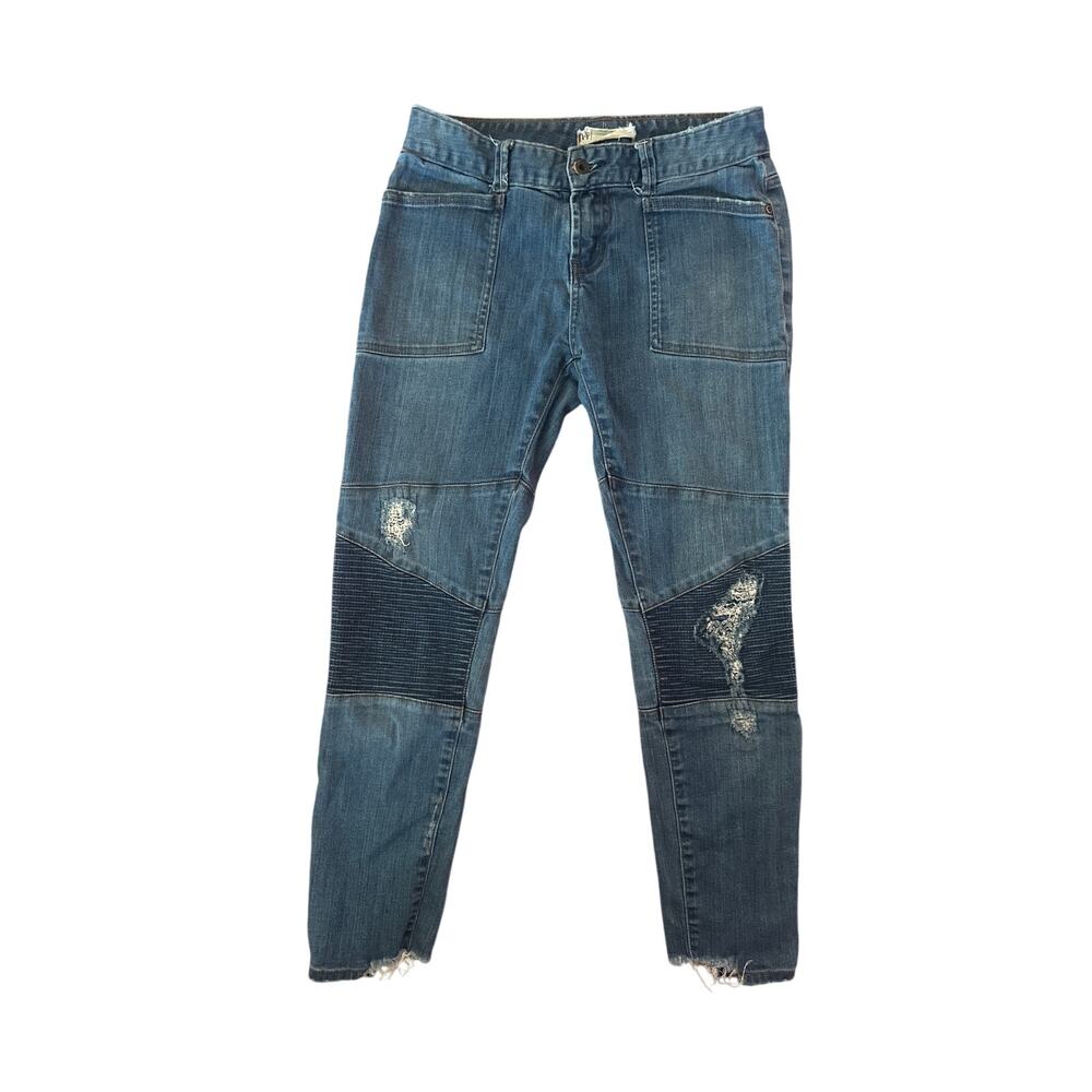 Women 26 Free People FP Jeans Denim Pants Moto Distressed Ankle Cropped